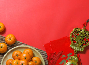 High angle view of fruits in basket