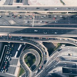 High angle view of cars on road