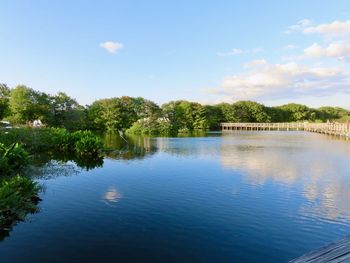 Scenic view of lake against sky