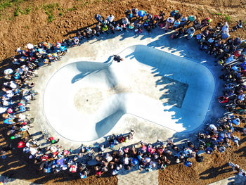 High angle view of people at market stall