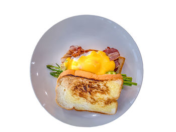 High angle view of breakfast in plate