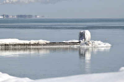 Scenic view of frozen sea against sky