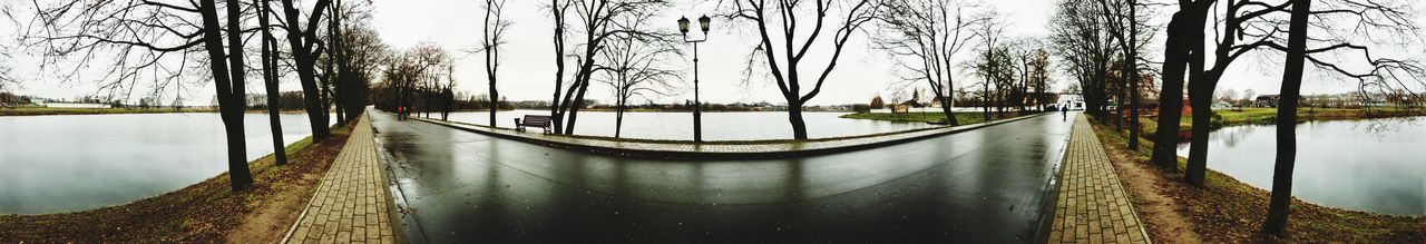 Panoramic view of lake against trees