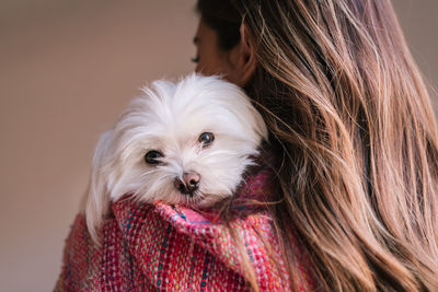 Portrait of woman with dog