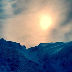 Scenic view of snow covered mountains against sky