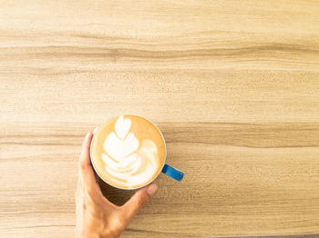 High angle view of coffee on table