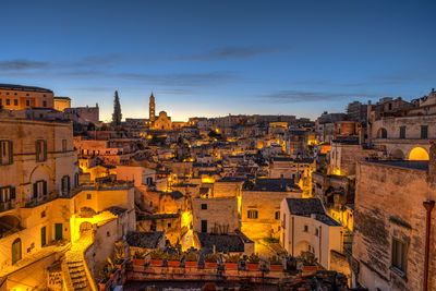 The old town of matera in southern italy at dawn