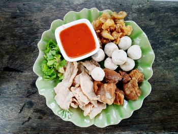 High angle view of meal served in plate