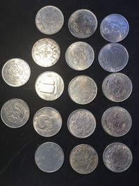 Directly above shot of coins on table