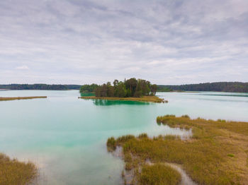 Scenic view of lake against sky