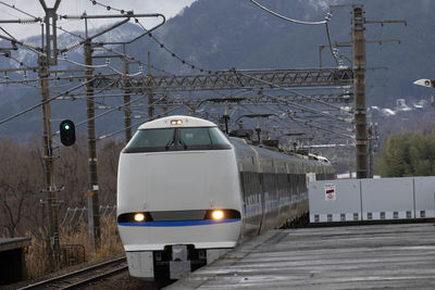 Train on railroad station platform