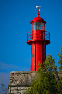 Lighthouse against clear blue sky