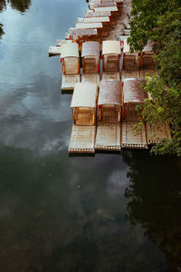 High angle view of buildings in lake