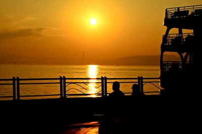 Scenic view of sea at sunset