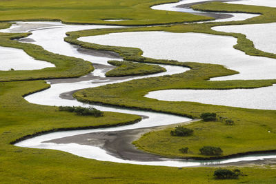 Aerial view of coastal waterway