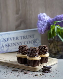 Close-up of cupcakes on table