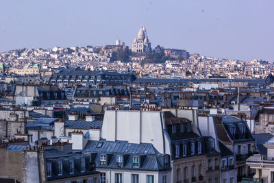 High angle view of townscape against sky