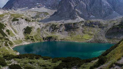 Scenic view of lake and mountains