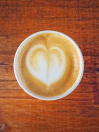 Directly above shot of cappuccino on table