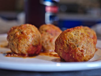Close-up of burger on plate
