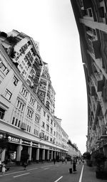 Low angle view of buildings against clear sky