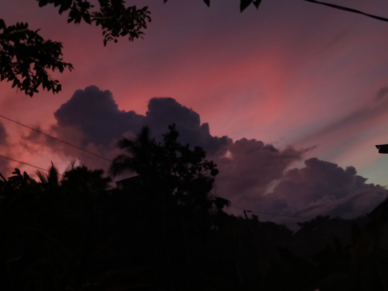 sky, tree, cloud, sunset, silhouette, beauty in nature, plant, nature, scenics - nature, dawn, evening, mountain, tranquility, darkness, environment, no people, tranquil scene, landscape, outdoors, afterglow, dramatic sky, red sky at morning, night, idyllic, mountain range, twilight, land, travel destinations