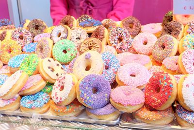 Various donuts for sale in shop