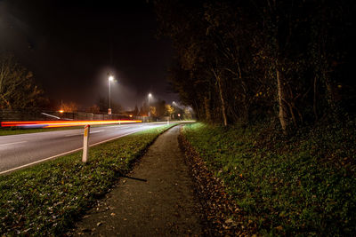 Light trails on street at night