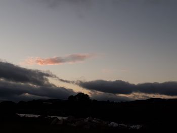 Scenic view of silhouette landscape against sky during sunset