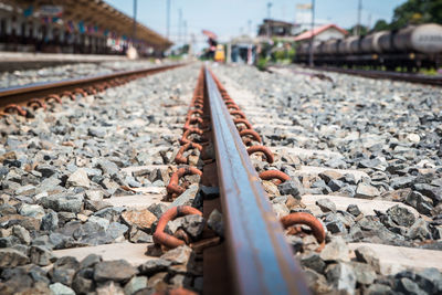 Close-up of railroad track