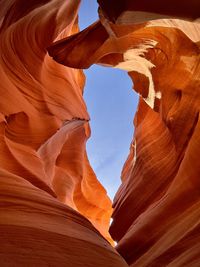 Beautiful and scenic rock formations hiking in the lower antelope canyon slot canyon