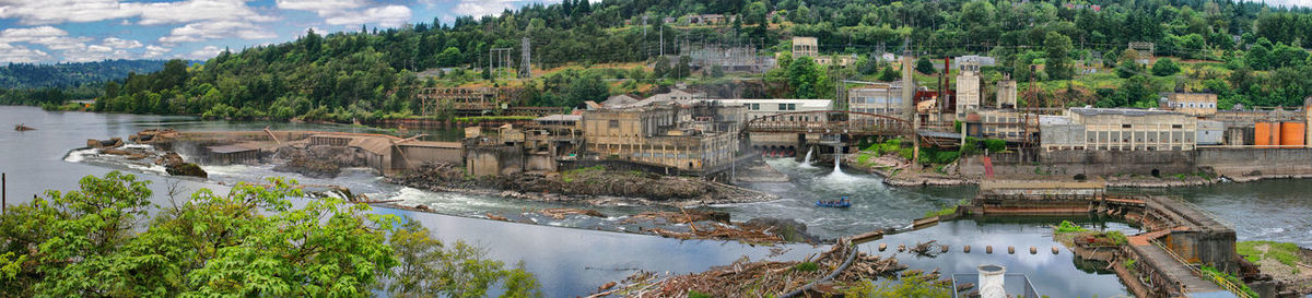 High angle view of bridge over river