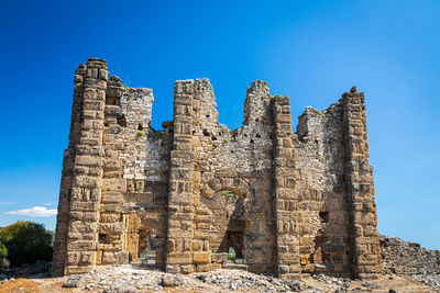 An antique ruined house ruin city. basilica, dating from the 3rd century ad, at aspendos ancient 