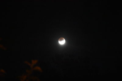 Low angle view of moon against sky at night