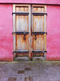Closed door of building