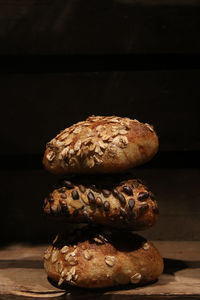 Close-up of bread on cutting board