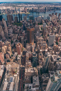 High angle view of buildings in city