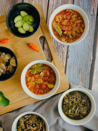 High angle view of food on table