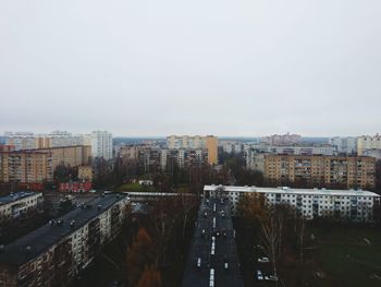 Cityscape against clear sky