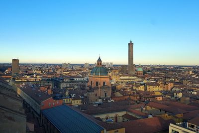 Cityscape against blue sky