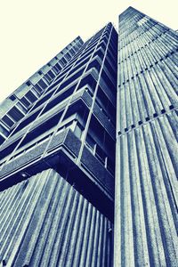 Low angle view of modern buildings against clear sky