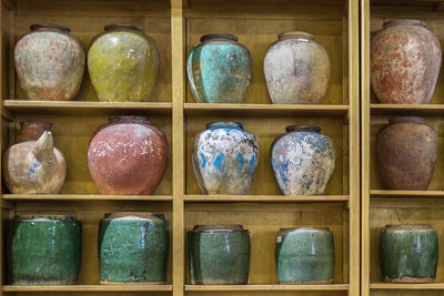 Close-up of eggs in shelf