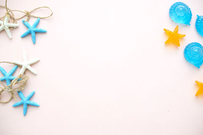 High angle view of christmas decoration on table