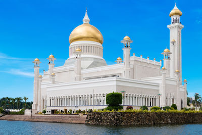 View of historical building against clear blue sky