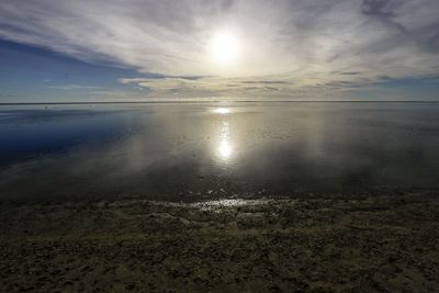 Scenic view of sea against sky at sunset