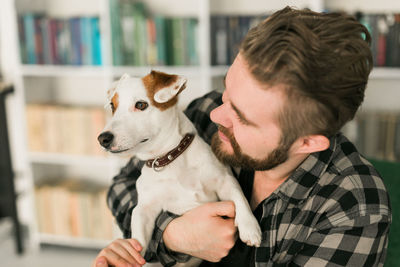 Young man with dog