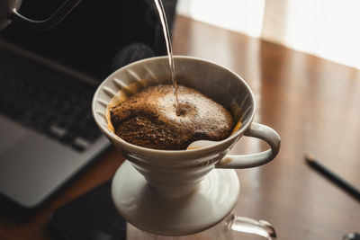 Close-up of coffee on table