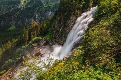 Panoramic view of the krimmler waterfalls, the highest waterfalls in austria.