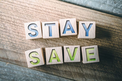 Close-up of text written on wood