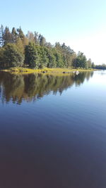 Scenic view of lake against clear sky